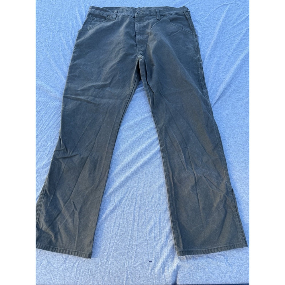Dickies Men's Olive Faded Distressed Carpenter Relaxed Fit Pants 38x32
